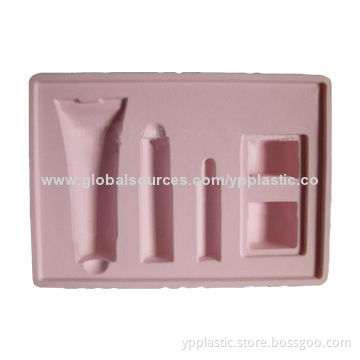 Plastic PS flocking tray for cosmetic, 100% recyclable material, plastic tray manufacturer
